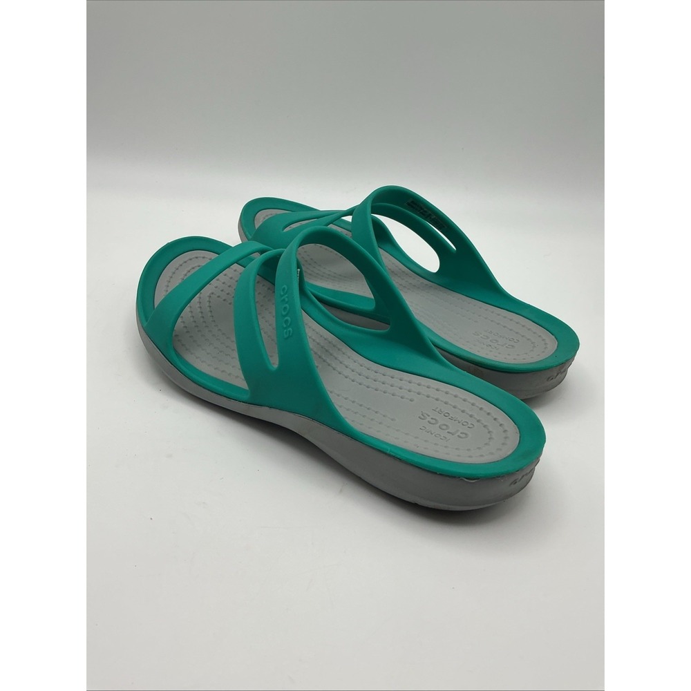 Crocs Women's Slip-On Swiftwater Slide Sandals Strappy Comfort Teal Size 4